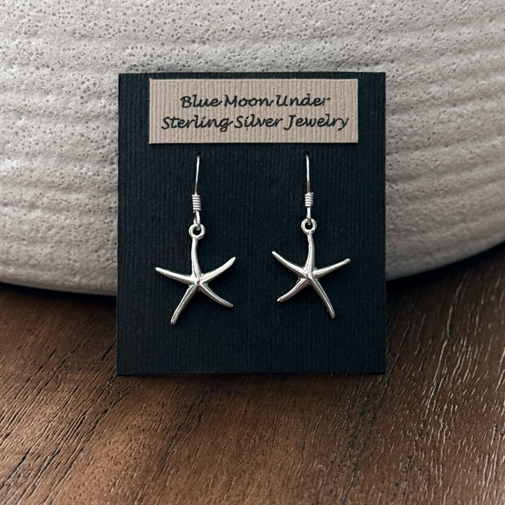NWT 925 Sterling Silver Starfish Earrings! Hypoallergenic! NEW! - Picture 4 of 4